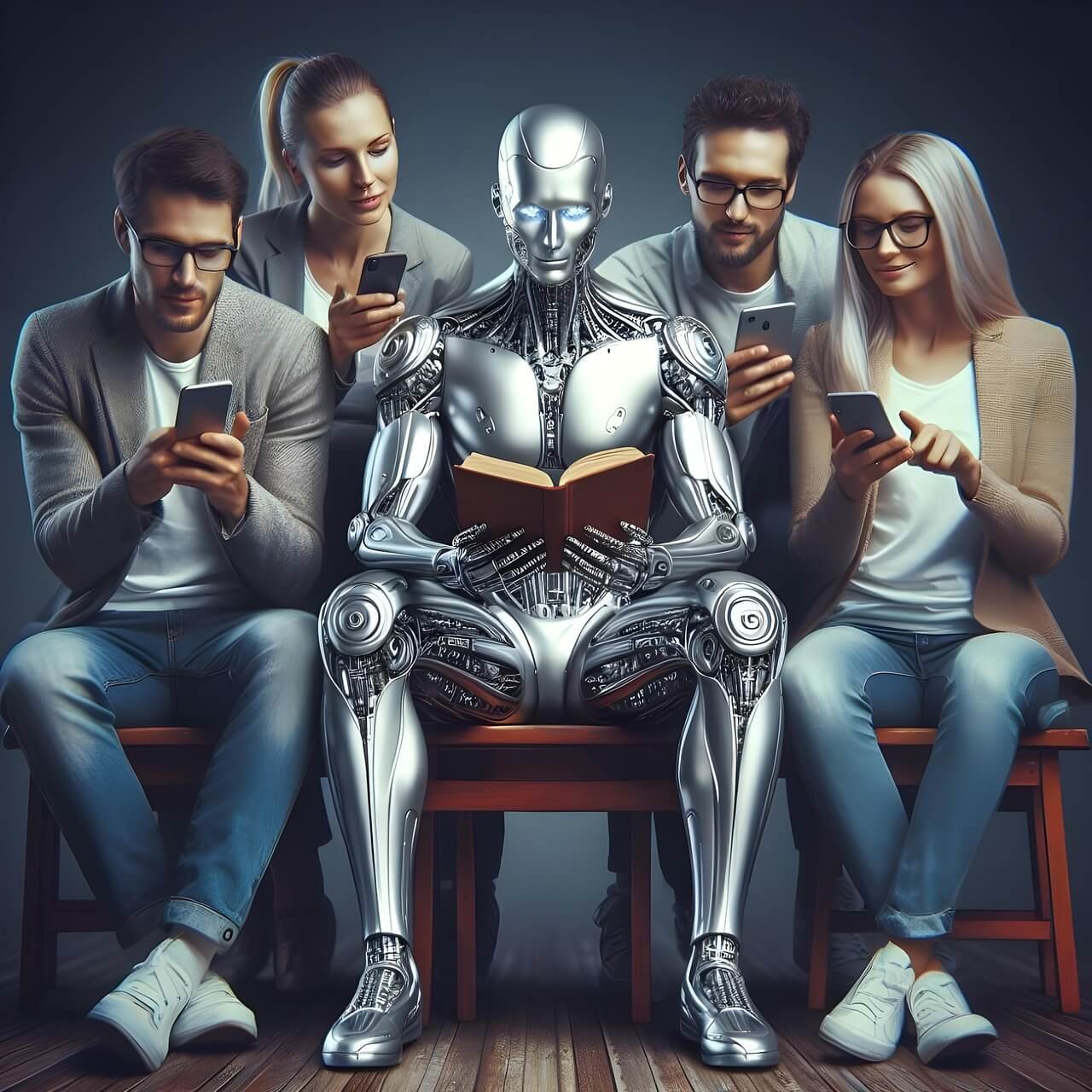 Humanoid Robot Interacting With A Human In A Collaborative Works